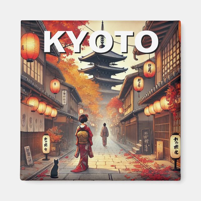 Kyoto Japan Travel Yasaka Shrine Autumn Magnet (Framsidan)