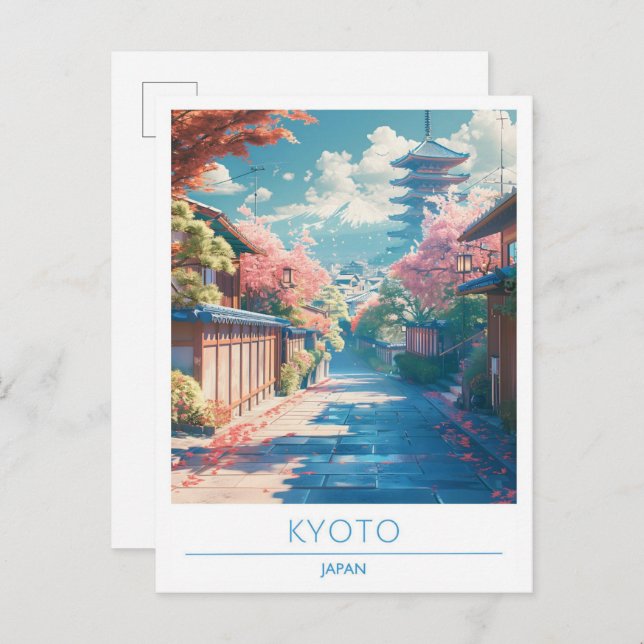 Kyoto Japan Vintage resor Vykort (Fram/baksida)