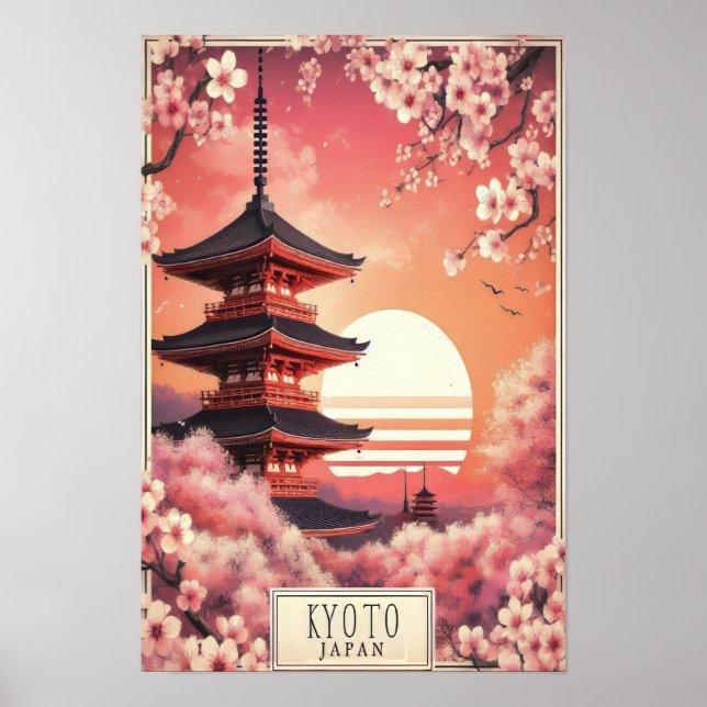 Kyoto Japan Vintage Resoraffisch Poster (Framsidan)