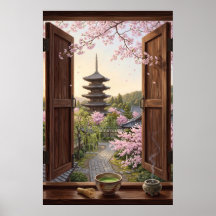 Kyoto  Japanese Garden Faux Window Canvas