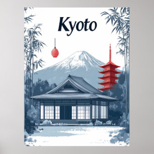 Kyoto: Japanskt Temple, Pagoda och Mountain Poster