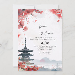 Kyoto Japanskt Traditionellt Landskapsbröllop Inbjudningar