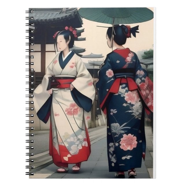 Kyoto Kimono Spring Walk Notebook Anteckningsbok (Framsidan)