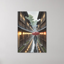 Kyoto Lantern Rain - Ghibli-Inspired Art-utskrift Canvastryck