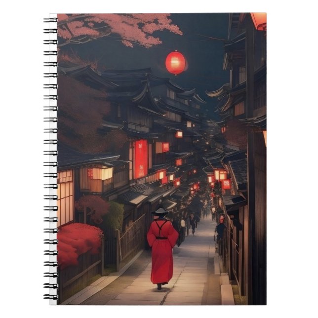 Kyoto Night Lanterns Notebook Anteckningsbok (Framsidan)