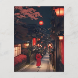 Kyoto Night Lanterns Postcard Vykort