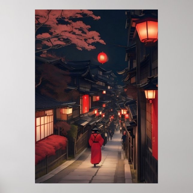 Kyoto Night Lanterns Poster (Framsidan)