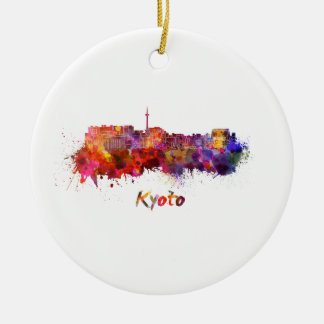 Kyoto skyline in watercolor julgransprydnad keramik