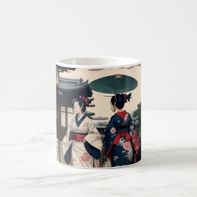 Kyoto Spring Walk Kimono Mug – Cherry Blossom Scen Kaffemugg (Center)