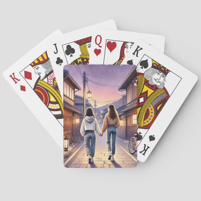Kyotoflickvänner vid dusk - spela kort casinokort (Baksidan)