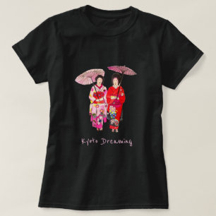Kyotopslogan Japansk söt Geisha kimono T Shirt