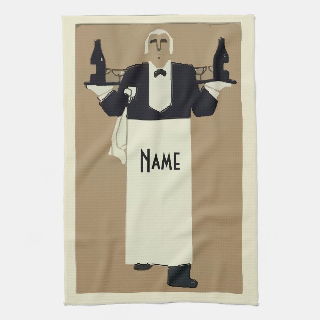 Kypare serverar vin kökshandduk (Vertikal)