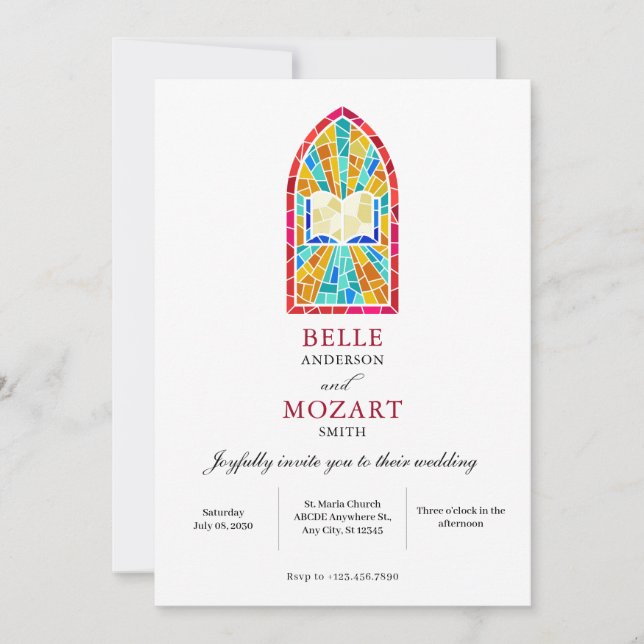 Kyrglas med bibel bröllop inbjudningar (Framsida)