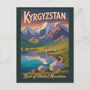 Kyrgyzstan Berg Illustration Resa Konst Vinta Vykort