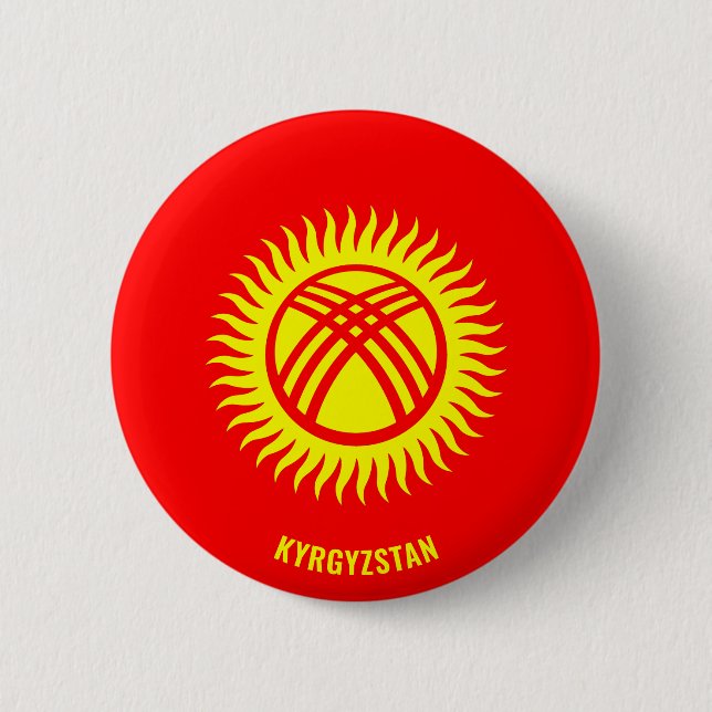 Kyrgyzstan Flag Charming Patriotic Knapp (Framsida)