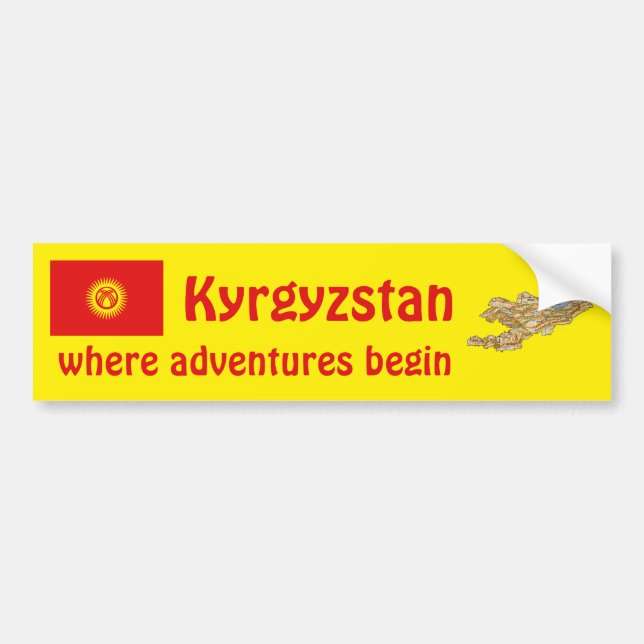 Kyrgyzstan Flagga + Kart Dekal (Framsidan)