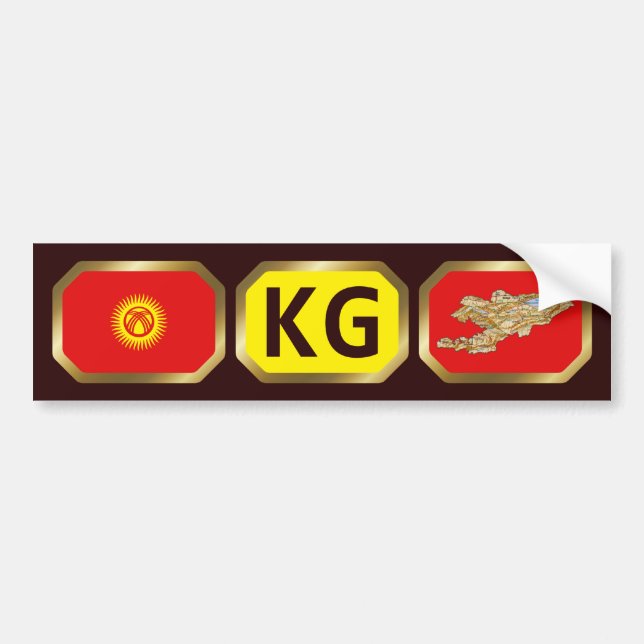 Kyrgyzstan Flagga Kartkod Bildäckslapp Bildekal (Framsidan)