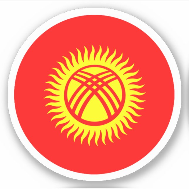 Kyrgyzstan Flagga Rund Klistermärke Klistermärken (Framsida)