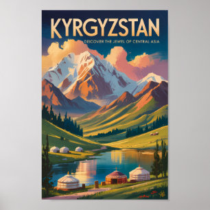 Kyrgyzstan Jurta Illustration Resa Konst Vintage Poster
