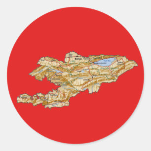 Kyrgyzstan Kartsticker Runt Klistermärke