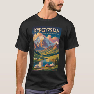 Kyrgyzstan Yurt Illustration Travel Art Vintage T Shirt