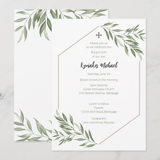 Kyriakos  inbjudningar (Fram/baksida)