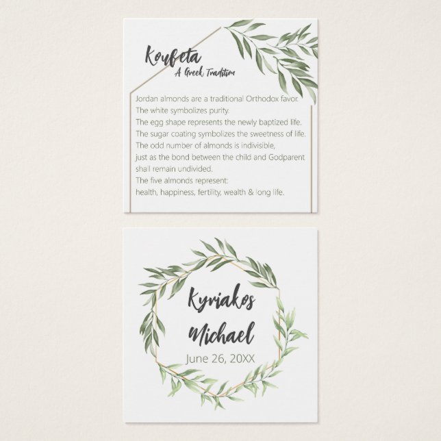 Kyriakos Koufeta-kort Fyrkantigt Visitkort (Framsida & baksida)