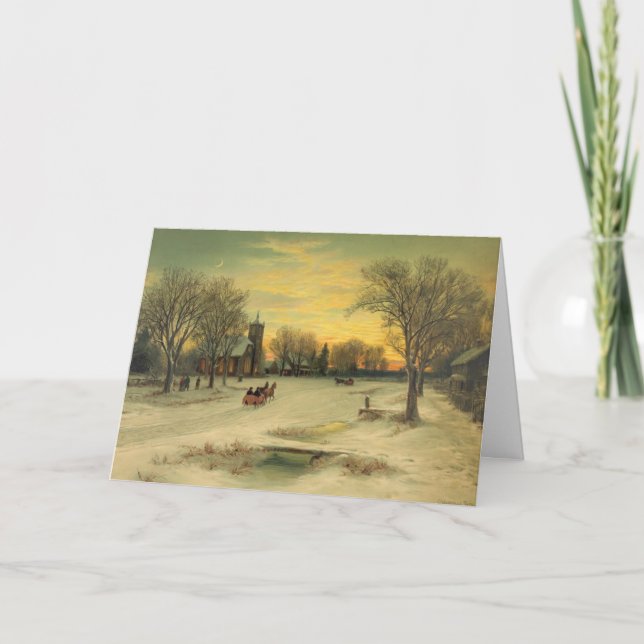 Kyrjulmorgon, ett julkort helgkort (Framsida)