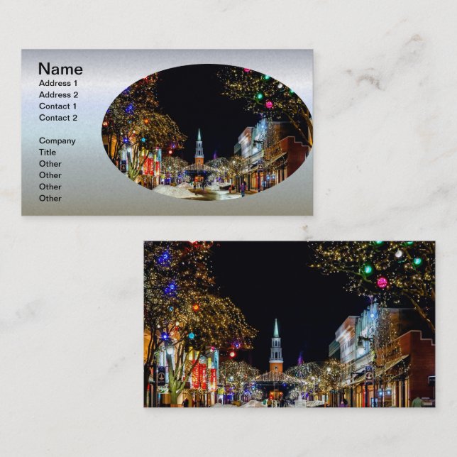 Kyrka dekorerad till jul visitkort (Fram/baksida)