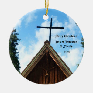 Kyrka för gammalt land, julprydnad för pastor julgransprydnad keramik