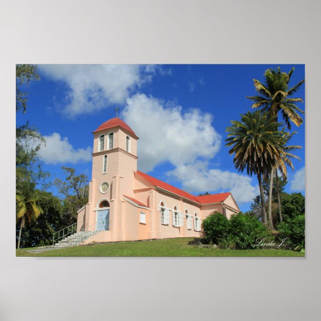 Kyrka i Antigua-Kanvastrycket Poster (Framsidan)