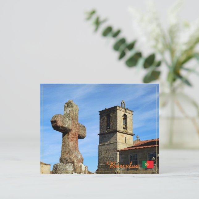 Kyrka i Barcelos, Portugal Helg Vykort (Stående Fram)