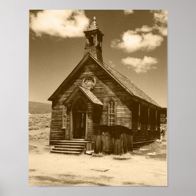 Kyrka i Bodie, CA (sepia Print) Poster (Framsidan)