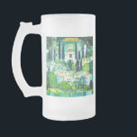 Kyrka i Cassone Gustav Klimt Frostat Ölglas<br><div class="desc">Frosted Glass Beer Mugg med Gustav Klimts oljemålning Church i Kassone (1913). En vacker italiensk kyrka är omgiven av grönt träd på blå vatten strand. En fantastisk gåva till Art nouveau älskare och österrikiska konstentusiaster!</div>