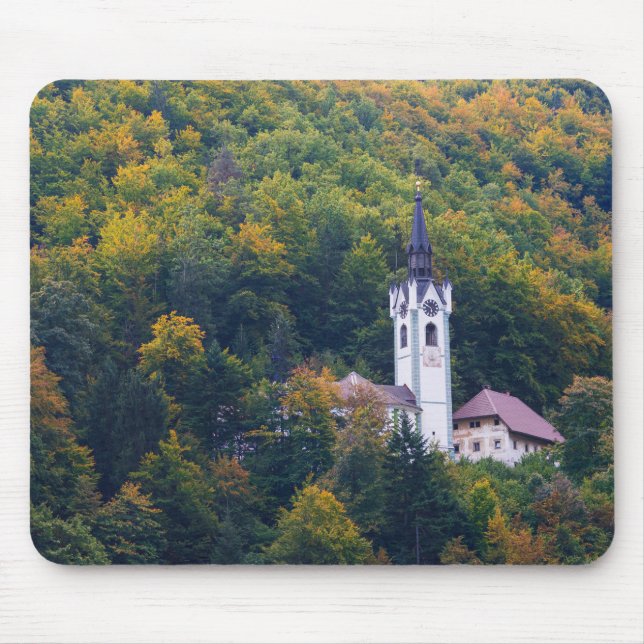 Kyrka i en nedgångskog i Slovenien Musmatta (Framsidan)