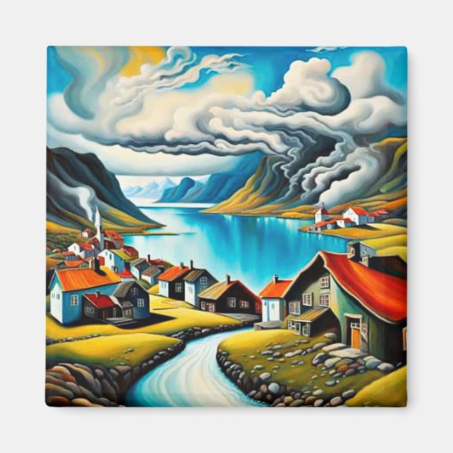 Kyrka i fjord3 magnet (Framsidan)