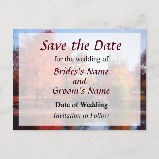 Kyrka i höst Spara datum Meddelande Vykort (Framsida)