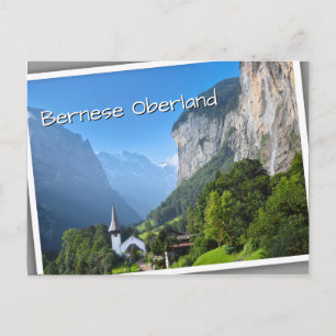 Kyrka i Lauterbrunnen-dalen, Schweiz Vykort