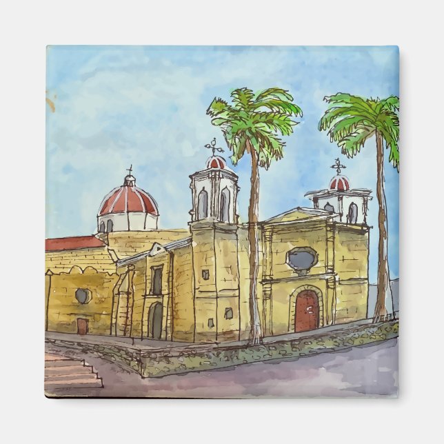 Kyrka i Oaxaca, Mexiko Magnet (Framsidan)