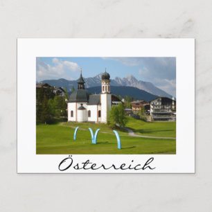 Kyrka i Österreich, vitt vykort