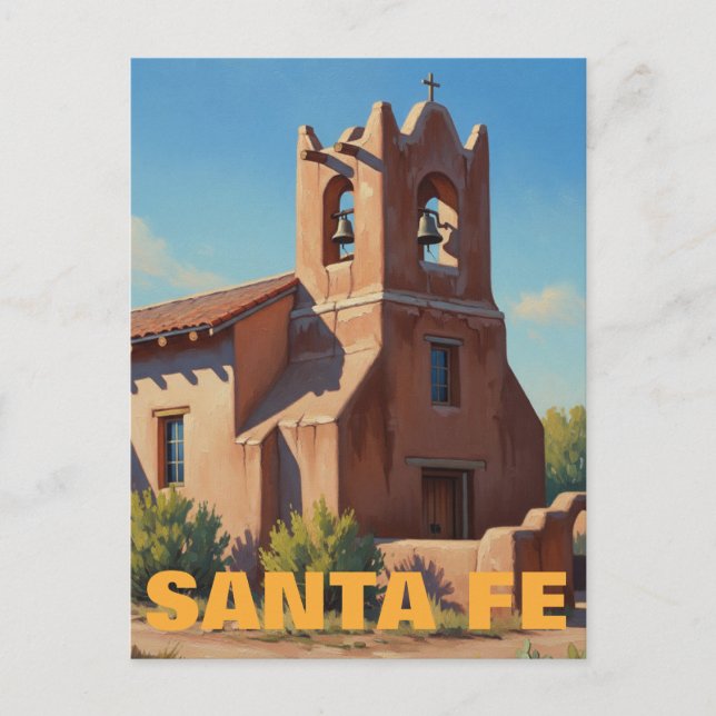 Kyrka i Santa Fe New mexico Vykort (Framsida)