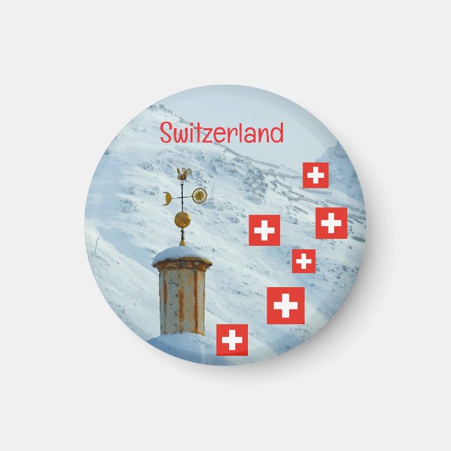Kyrka i Schweiz bergen Magnet (Framsidan)