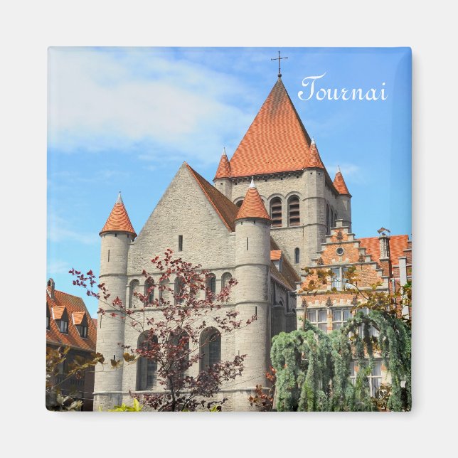 Kyrka i Tournai - vacker stad i Belgien Magnet (Framsidan)