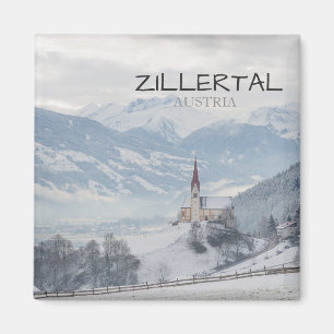 Kyrka i Zillertal i vintertextmagnet Magnet