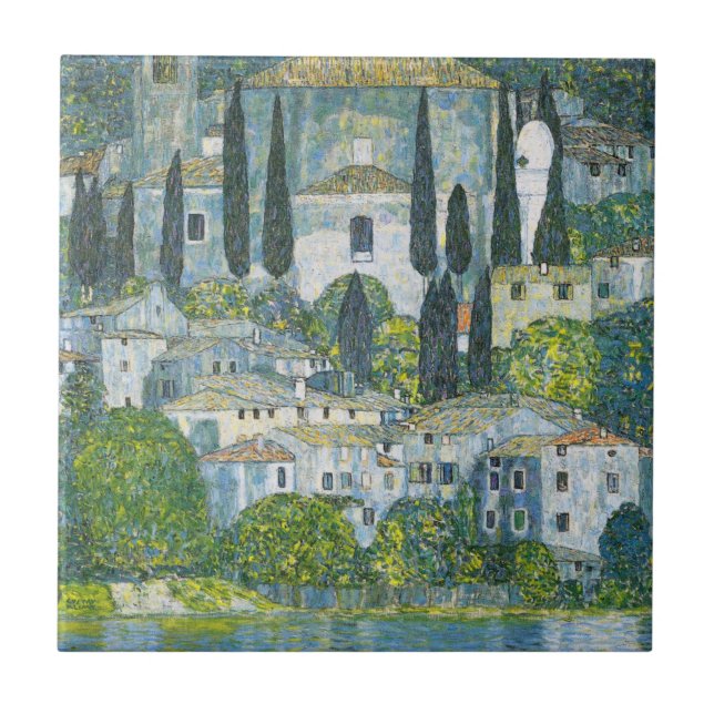 Kyrka (Kirche) i Cassone av Gustav Klimt Kakelplatta (Framsidan)