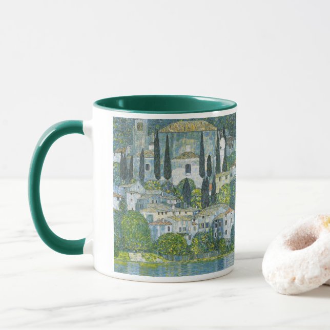 Kyrka (Kirche) i Cassone av Gustav Klimt Mugg (Med munk)