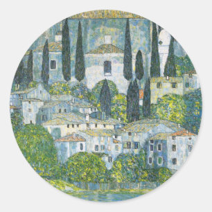 Kyrka (Kirche) i Cassone av Gustav Klimt Runt Klistermärke