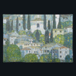 Kyrka (Kirche) i Kassone av Gustav Klimt Bordstablett<br><div class="desc">Kyrkan i Kassone - Landskap med Cypresses (även känd som Kirche i Cassone - Landschaft mit Zypressen) (1913) av Gustav Klimt är en vintage av bra av Viktorian Era Symbolism som ger en kyrka i staden Cassone med omgivande sten byggnad och cypress träd på kant av Sjö Garda i Italien....</div>