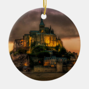 Kyrka Normandy för ö för Mont St Michel Julgransprydnad Keramik