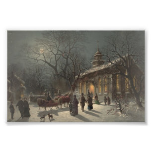 Kyrka på julafton fototryck